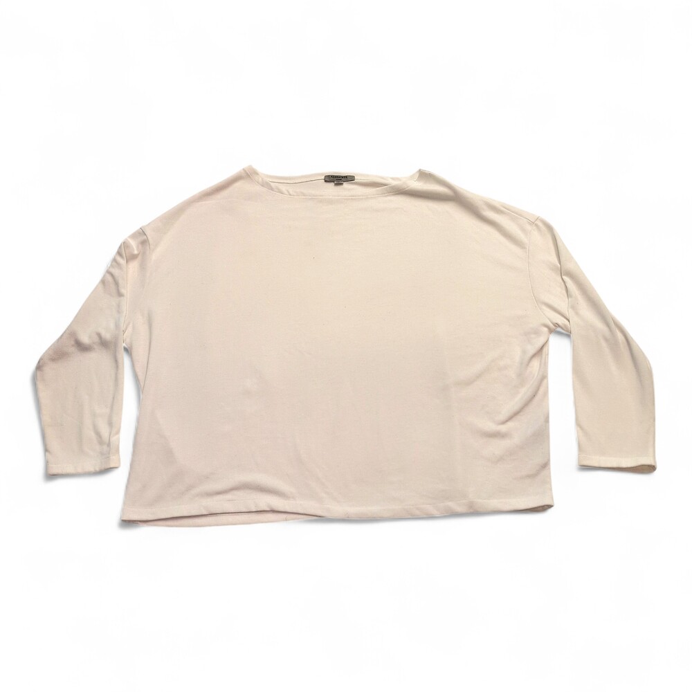 AllSaints Boxy Boatneck Long Sleeve Top White L